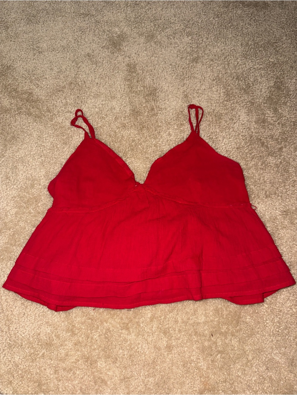 Altar’d State Red Smocked Peplum Cami Babydoll tee
